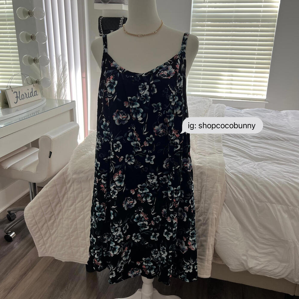 torrid black floral multicolor swing dress